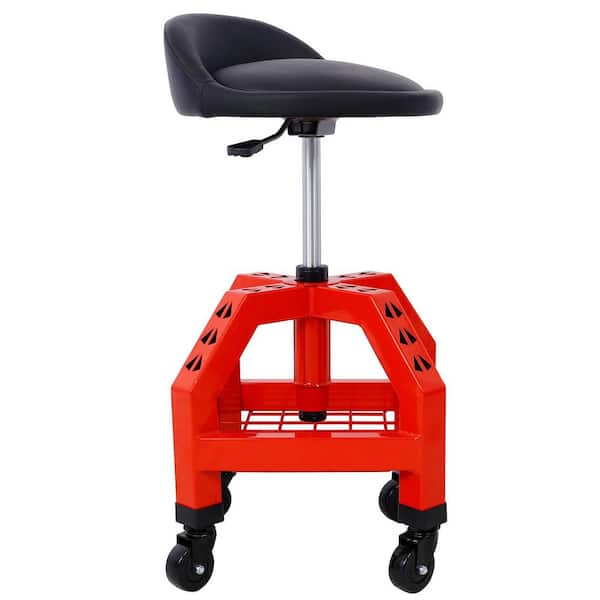 Ami Pneumatic 360 Swivel Stool Mechanics Rolling Creeper Seat Red