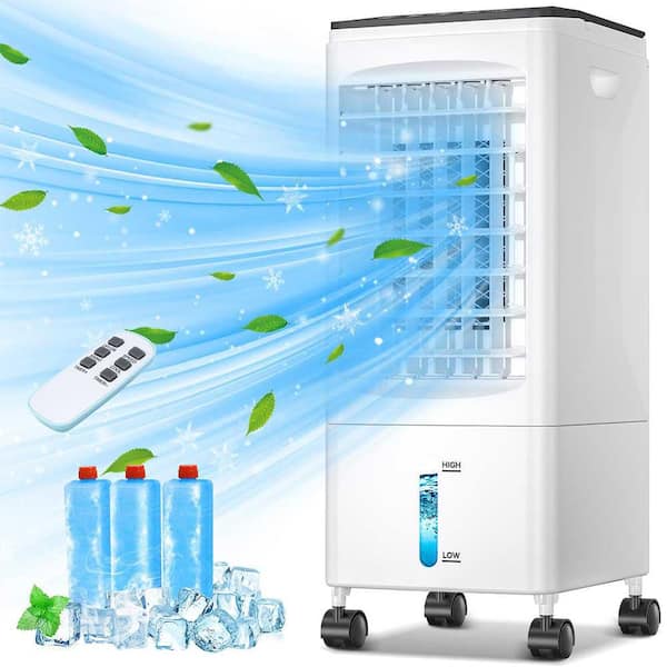Portable Air Conditioner Cools 1.6 Gal Water Tank 3 Speeds 60° Oscillation 7.5H Timer Cooler w/ Heater & Dehumidifier