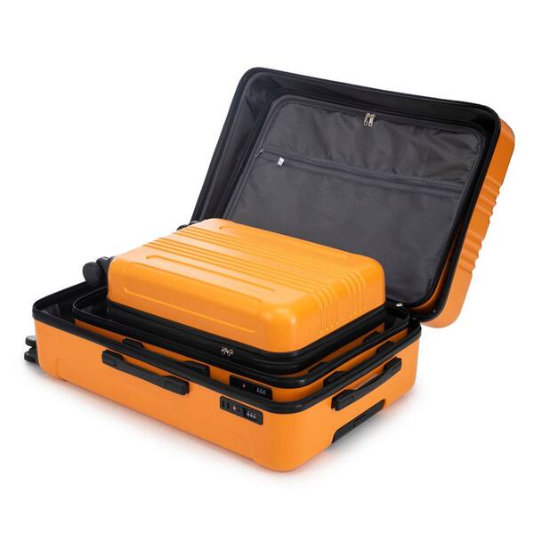 Tatahance 3-Piece Black & Orange ABS Hardside Spinner Luggage Set