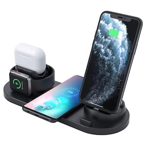 6 in. 1 Charger Dock with Wireless Charging Station in Black