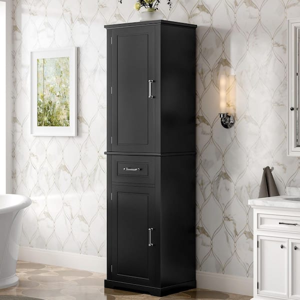 20 in. W x 15.8 in. D x 72 in. H Black Freestanding Storage Linen
