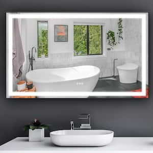 72 in. W x 36 in. H Rectangular Aluminum Framed Anti-Fog Dimmable LED Wall Mounted Bathroom Vanity Mirror in Matte Black