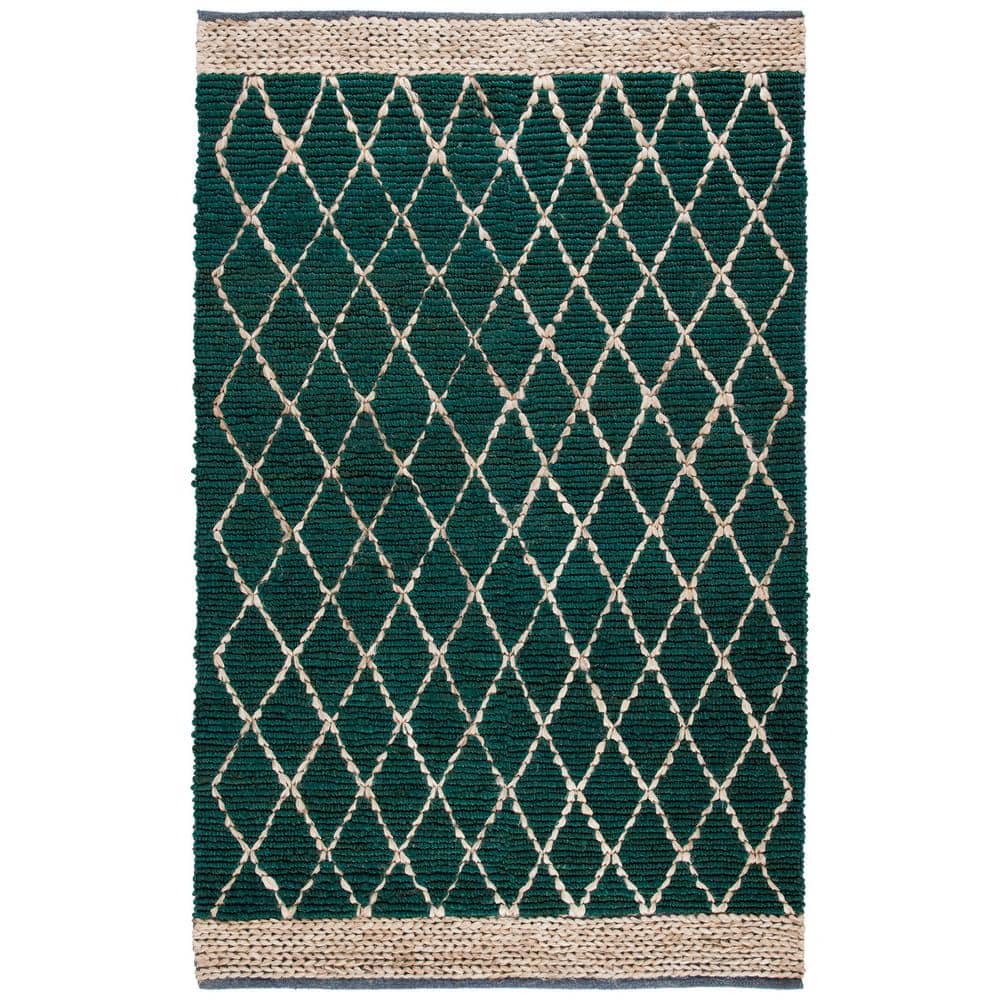 Natural Fiber Dark Green/Beige 5 ft. x 8 ft. Border Multi-Diamond Area Rug price history on PriceWatchPro