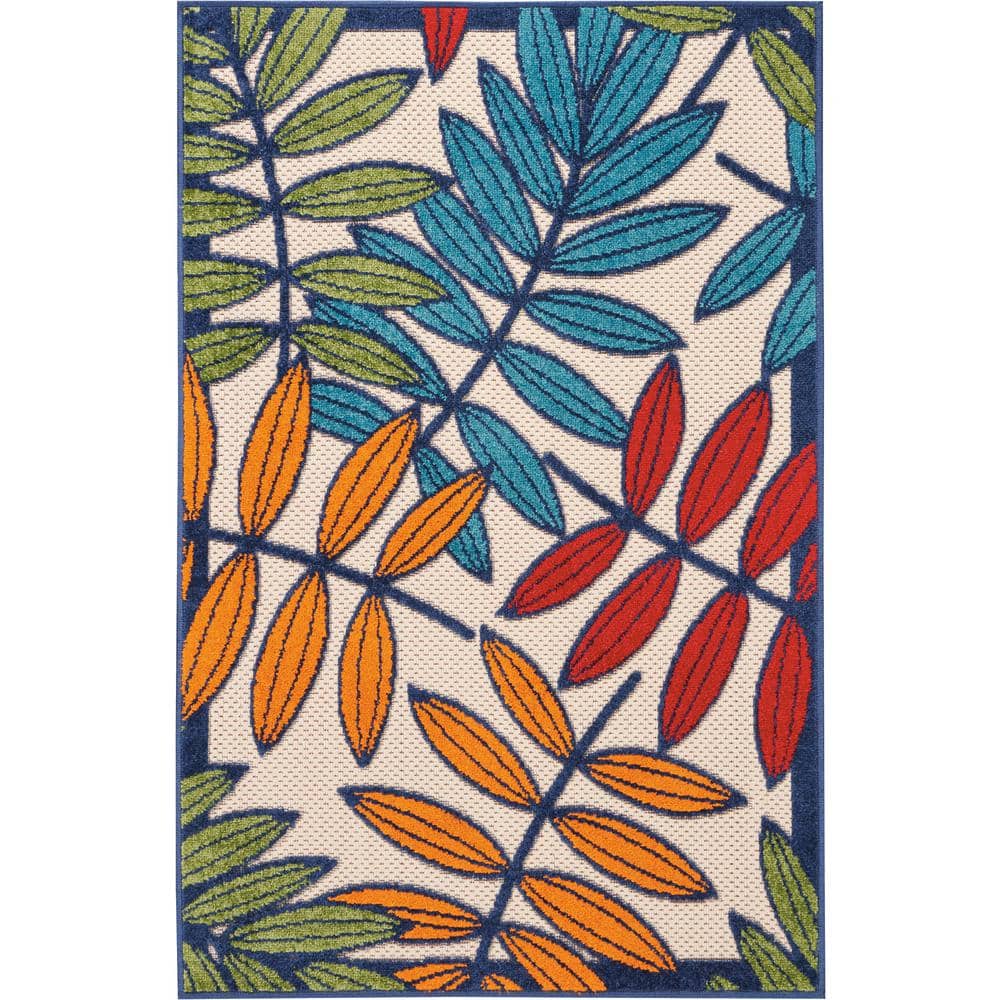Nourison Aloha Multicolor 3 ft. x 4 ft. Floral Contemporary Indoor ...