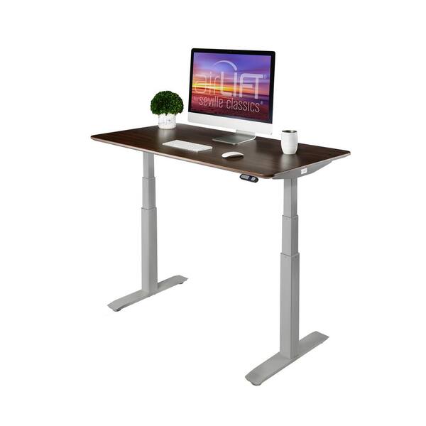 Seville Classics airLIFT 54 in. Rectangular Walnut/Gray Standing Desks with Adjustable Height