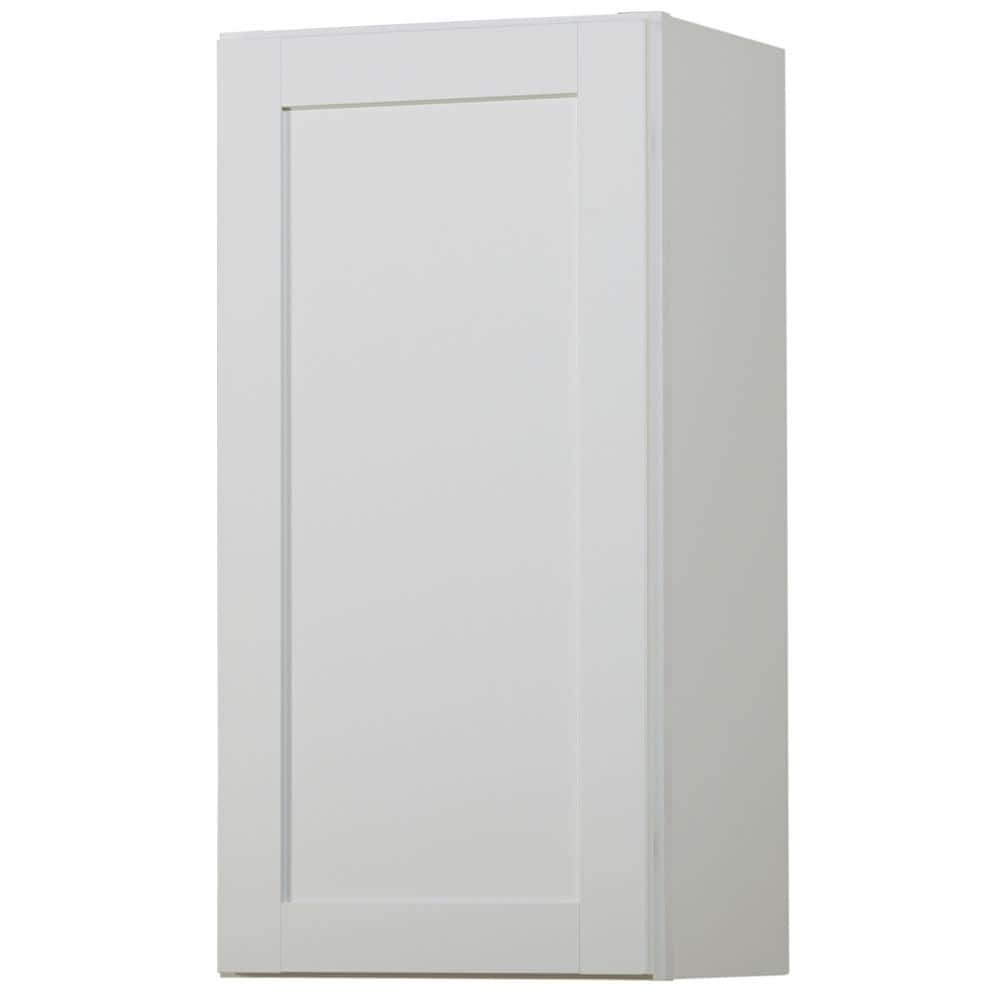 Hampton Bay Westfield Feather White Shaker Stock Assembled Wall Kitchen Cabinet (15 in. W x 12 in. D x 30 in. H)