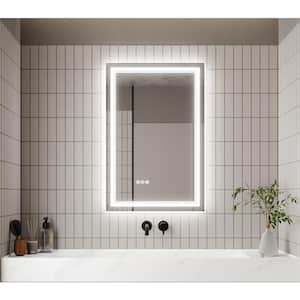 24 in. W x 36 in. H Rectangular Frameless Anti-Fog Wall Dimmable Backlit Dual LED Bathroom Vanity Mirror in silver