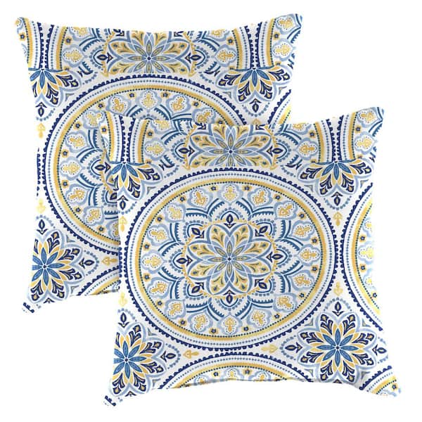 Jordan Manufacturing 16 in. L x 16 in. W x 4 in. T Square Outdoor Throw Pillow in Castille Multicolor (2-Pack)