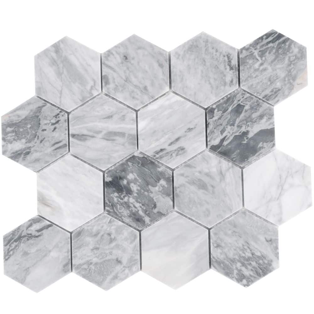 Toscana 12x10 in. Light Gray Honed Calacatta Bluette Hexagon Mosaic Wall and Floor Tile (4.38 sq ft/case, 5-Pack) price history on PriceWatchPro