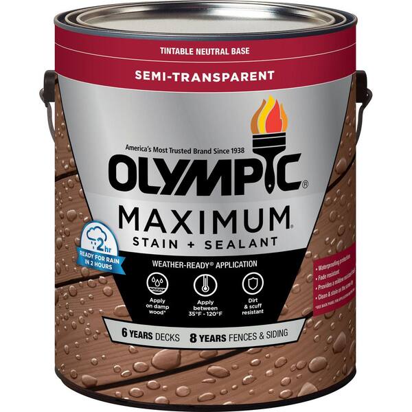 olympic stain tobacco Olympic Maximum 1 gal. ST-2028 Tobacco Semi-Transparent Exterior Stain and  Sealer in One Low VOC OLY707-01