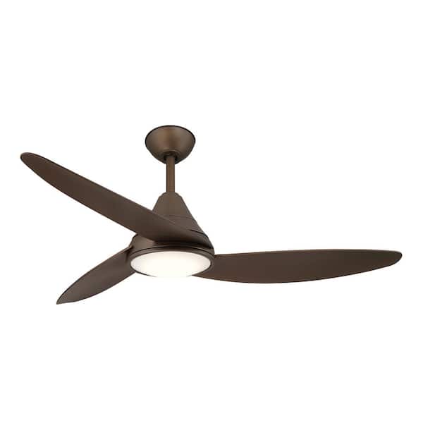 Hampton Bay Brigo 48 in. Indoor/Outdoor Flat Bronze Modern Ceiling Fan witth Color Changing LED and Remote Control