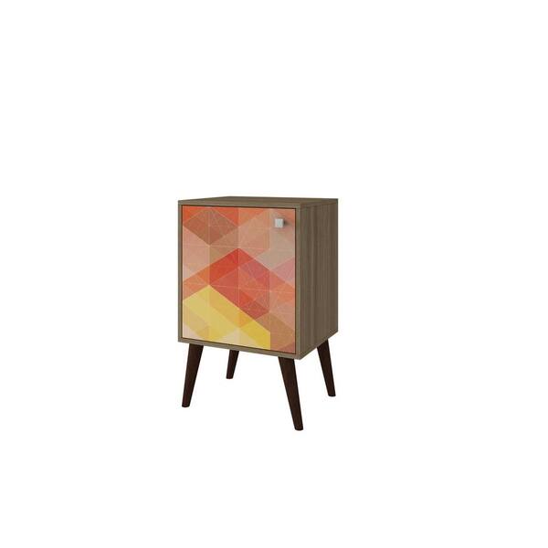 Manhattan Comfort Avesta Oak and Multi-Colored Storage Side Table