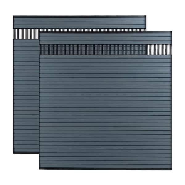 Low-Maintenance Outdoor 5.9 ft. H x 5.9 ft. W Grey Composite Fence Panels Striped Hollow Privacy Panel (2 Sets)