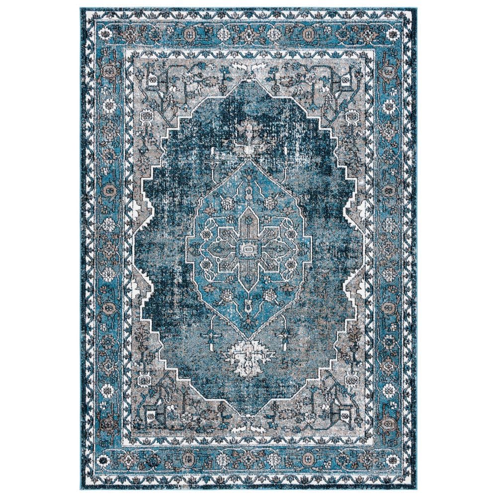 Blue Bordered Rug SAFAVIEH Vintage Hamadan 4 ft. x 6 ft. Blue/Ivory Ornate Border ...