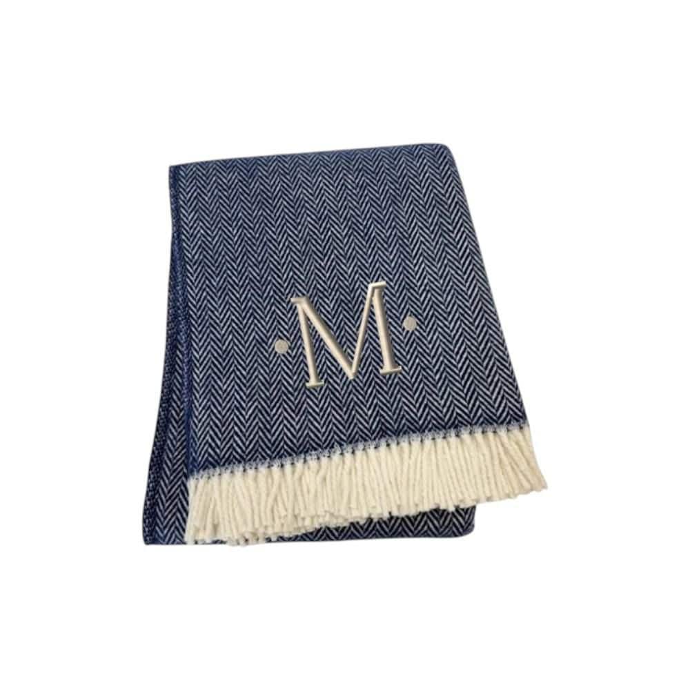 Navy Blue, White Herringbone Cotton Blend Throw Blanket price history on PriceWatchPro
