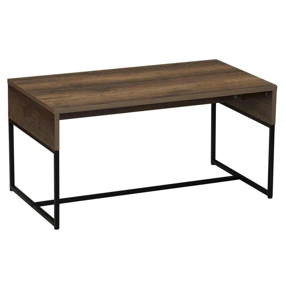 HOUSEHOLD ESSENTIALS 35.43 in. Ashwood Finish Wrap Wood Modern Coffee