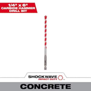 1/4 in. x 4 in. x 6 in. SHOCKWAVE Carbide Hammer Drill Bit for Concrete, Stone, Masonry Drilling
