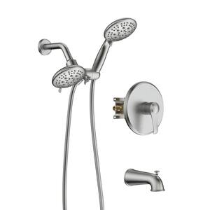 Single Handle 3-Spray Tub and Shower Faucet 1.8 GPM with 4 in. Shower Head in Brushed Nickel (Valve Included)