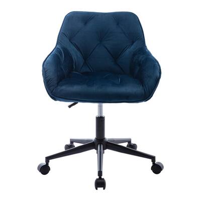 Blue Velvet Seat Adjustable Classic Task Chair Office Chair with 5-Casters
