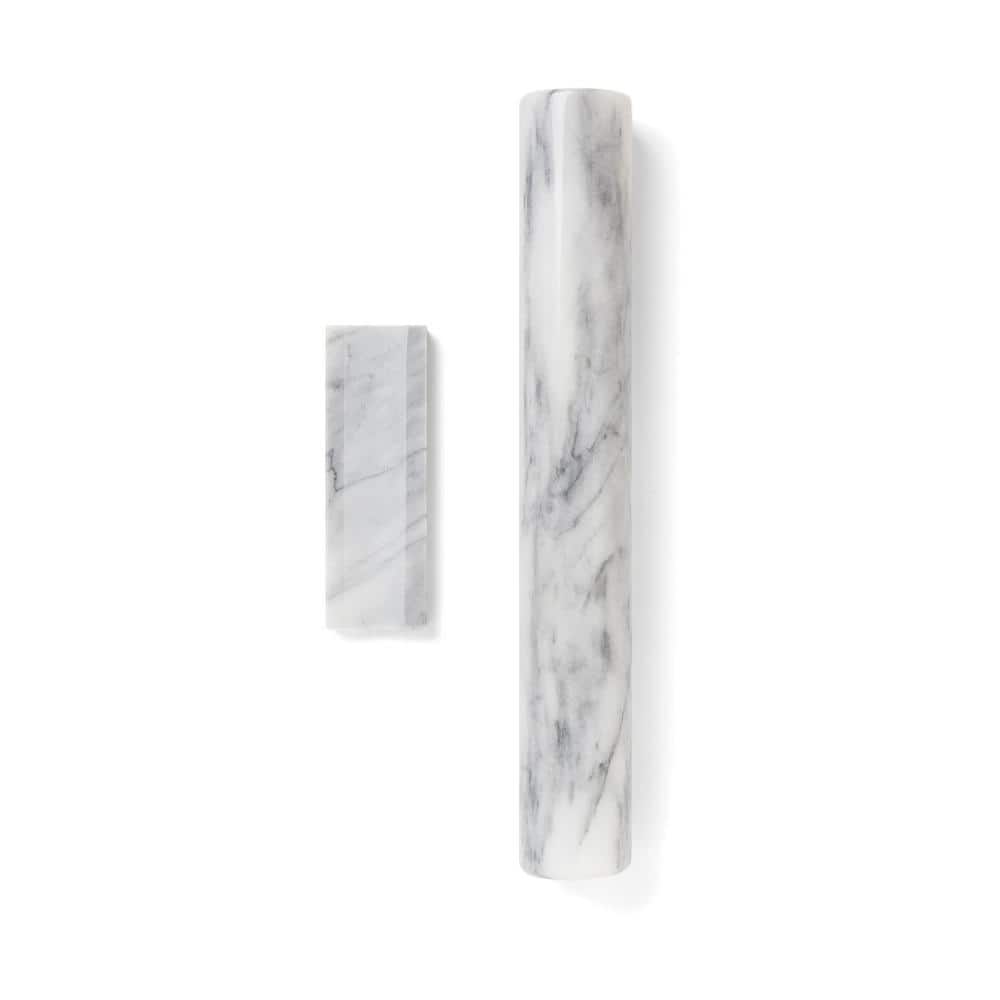 White Marble French Rolling Pin with Convenient Base
