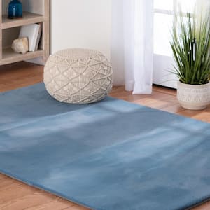 Piper Blue 7 ft. x 9 ft. Solid Polyester Area Rug