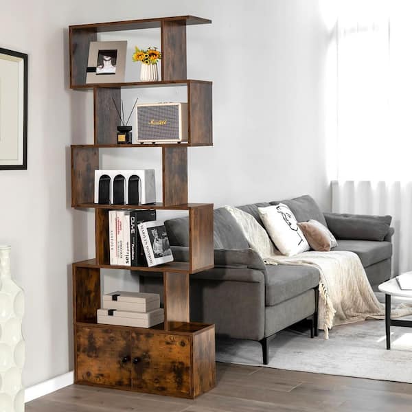 Costway 27.5 in. W 6-Tier 5-Shelves Standard Bookshelf w Costway 27.5 in. W 6-Tier 5-Shelves Standard Bookshelf w