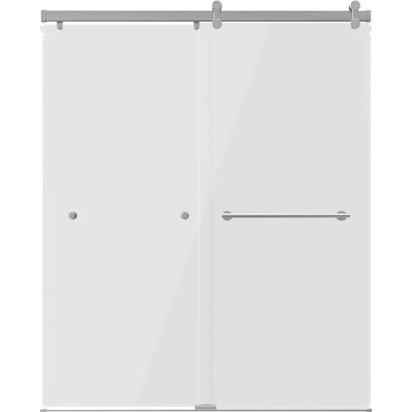 LuxeTrack Greydon 52 to 60 in. W x 72-1/2 in. H Frameless Sliding Shower Door in Chrome with 1/4 in. Clear Glass
