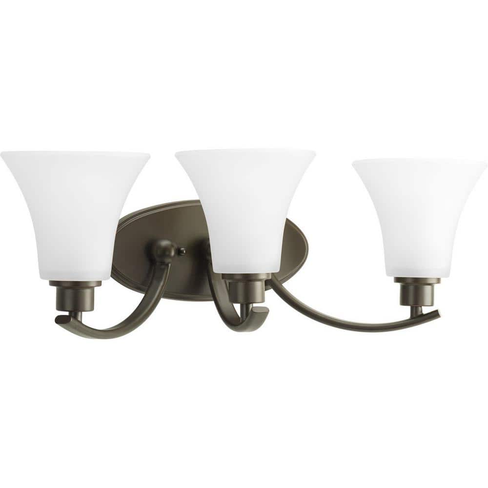Joy Collection 3-Light Antique Bronze Etched White Glass Traditional Bath Vanity Light price history on PriceWatchPro