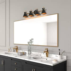 31.5 in. 4-Light Black and Brass Wall Sconce, Industrial Bathroom Vanity Light, Modern Bath Lighting for Mirrors