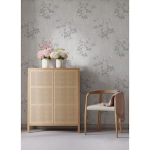Ashley Stark Grey Rosecliff Floral Peel and Stick Wallpaper Sample
