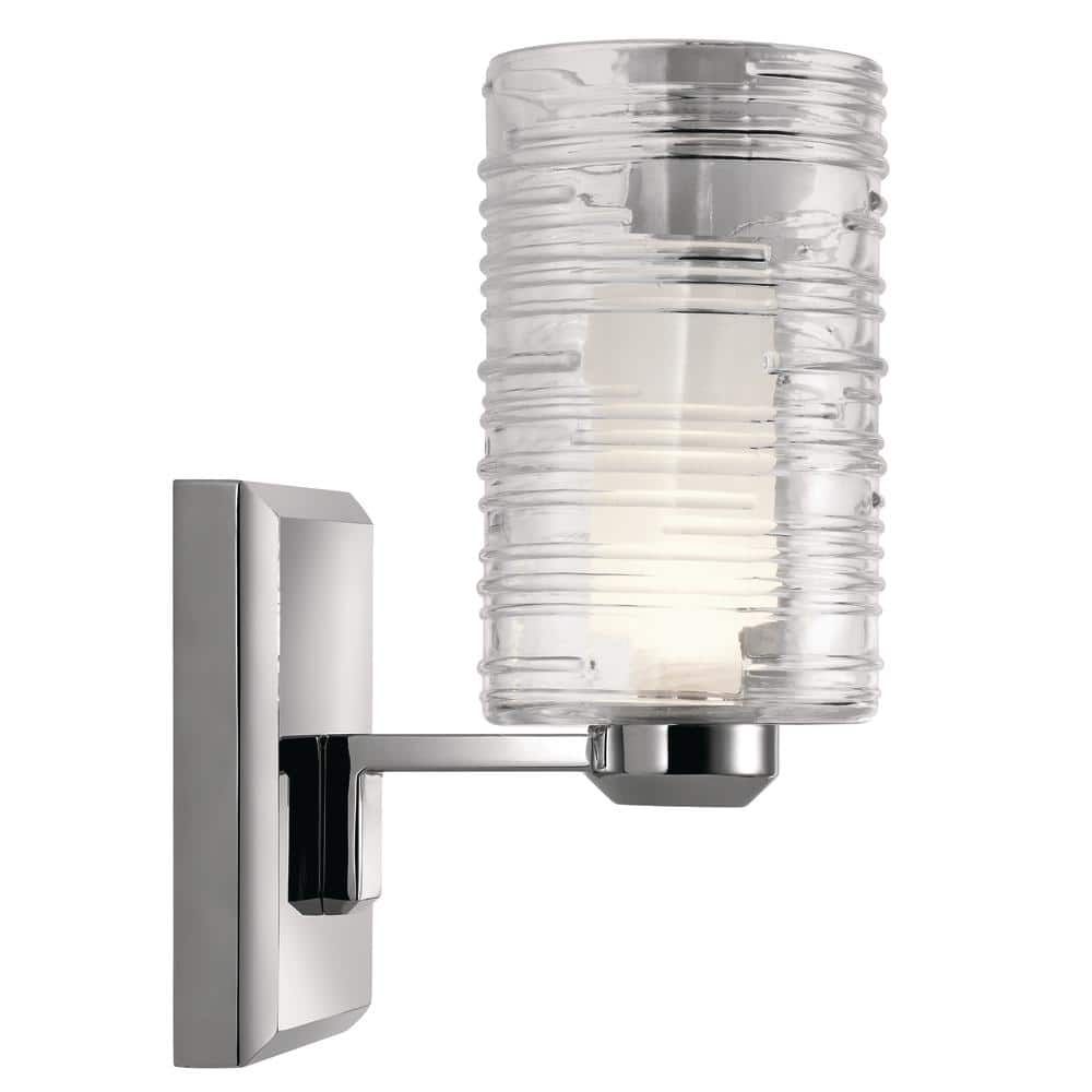 Giarosa 10" Chrome Wall Sconce with Clear Ribbed Glass