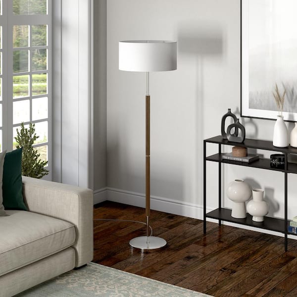 Meyer&Cross Simone 61.5 in. Polished Nickel and Rustic Oak 2-Bulb Floor Lamp FL1160
