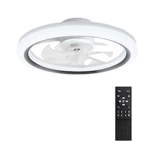 20 in. Dimmable LED Indoor White Low Profile Flush Mount Ceiling Fan with Remote Control