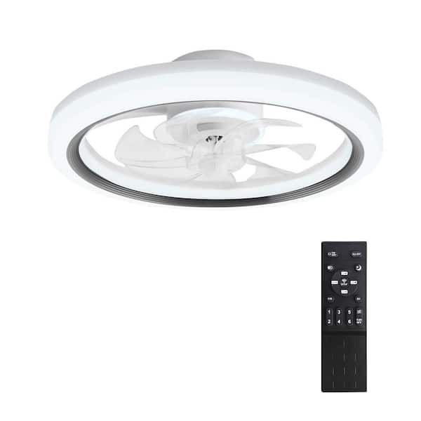 BICIK 20 in. Dimmable LED Indoor White Low Profile Flush Mount Ceiling Fan with Remote Control