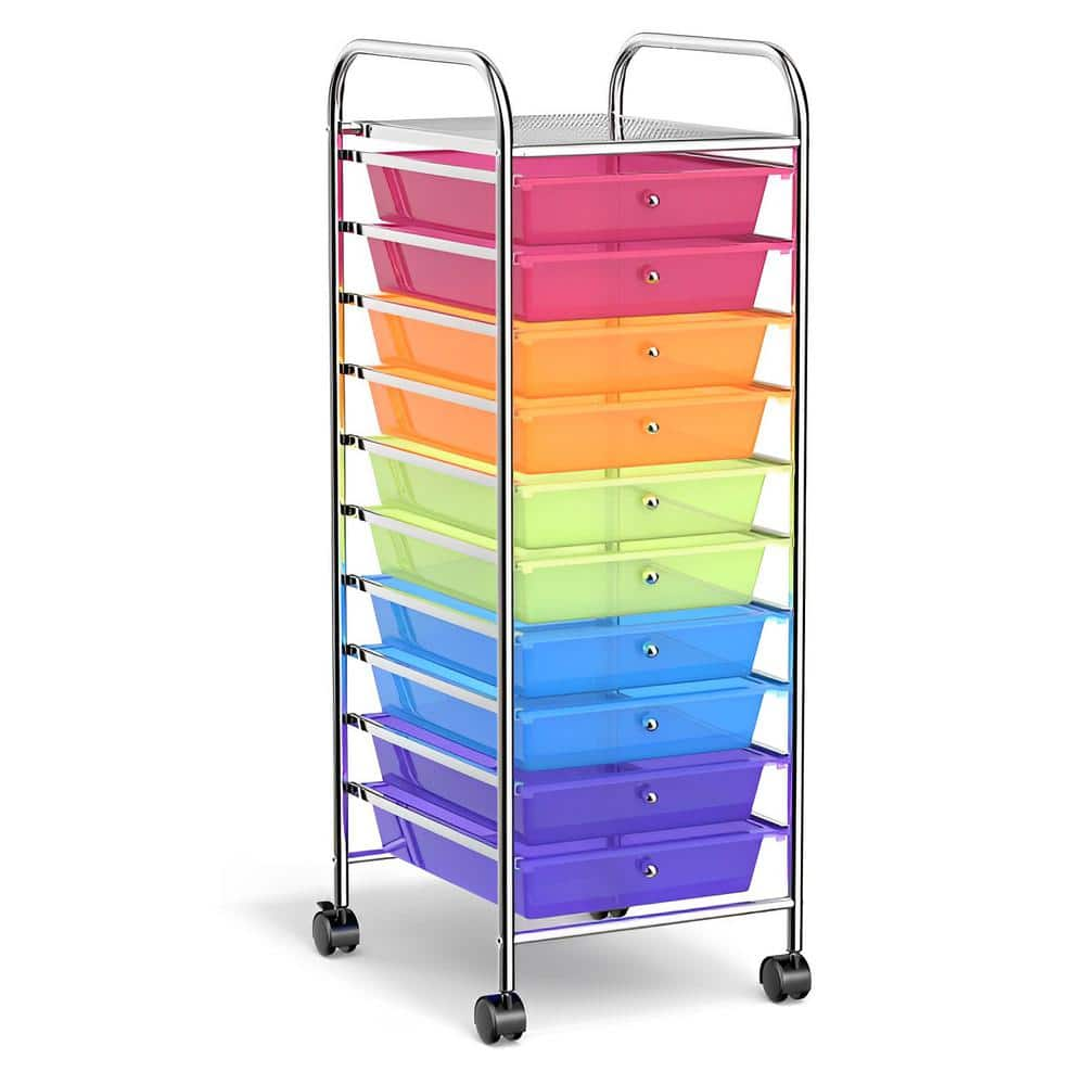 Bunpeony 10-tier Transparent Multicolor Rolling Storage Cart Organizer 