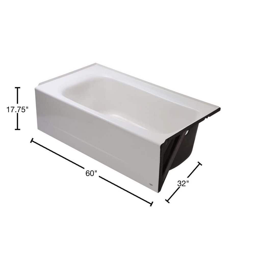 Cambridge 60'' White Cast Iron Alcove Soaking Bathtub