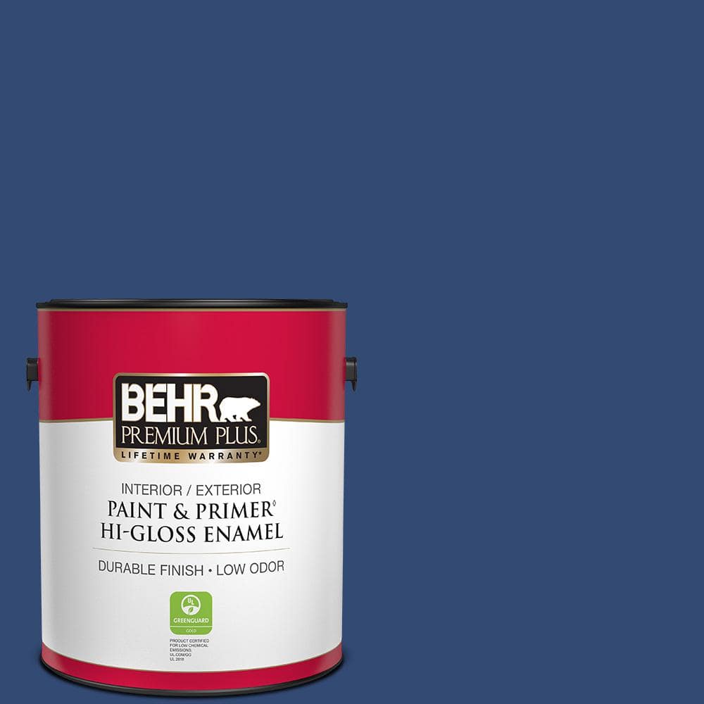 BEHR PREMIUM PLUS 1 gal. #S-H-580 Navy Blue Hi-Gloss Enamel Interior ...