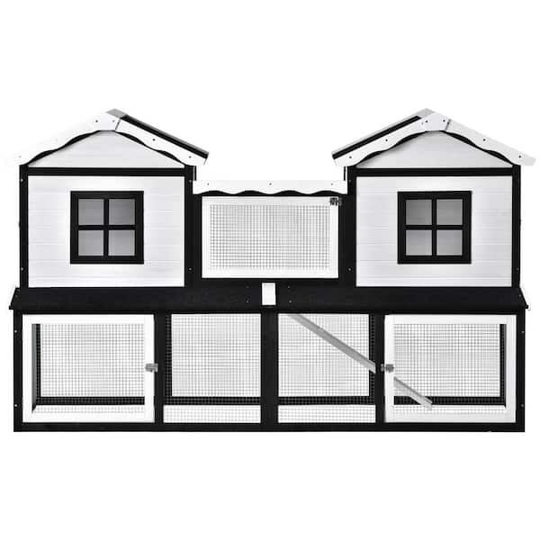maocao hoom 2-Tiers Wooden Small Animals House Pet Rabbit Hutch Chicken Coop