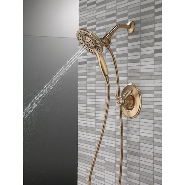 Delta In2ition Duschkopf Mit Handbrause – 4 Strahlarten, Gold, Wassersparend, Einfach Zu Reinigen