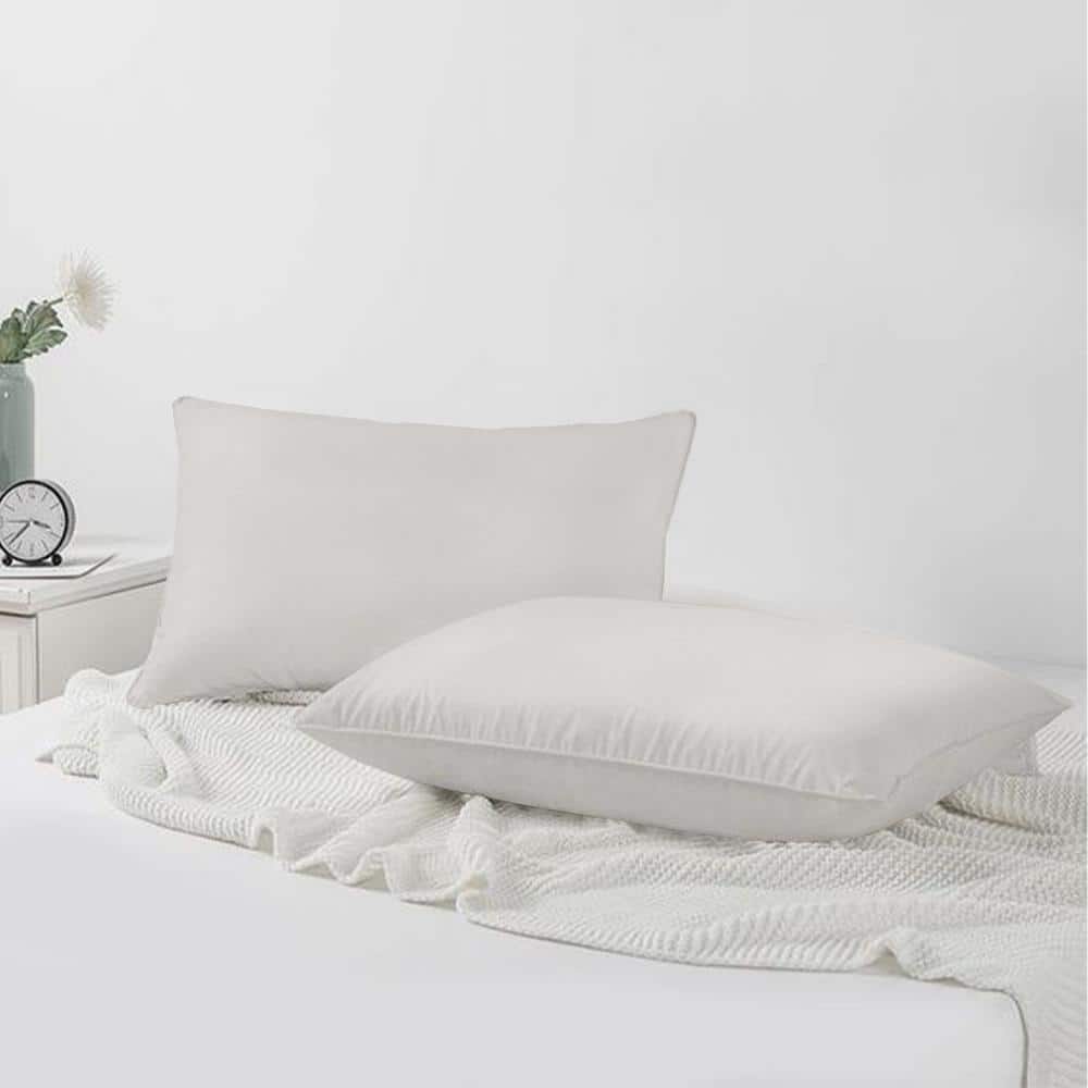 White Velvet Hypoallergenic Down Alternative Throw Pillow Set, 12x20 Inches