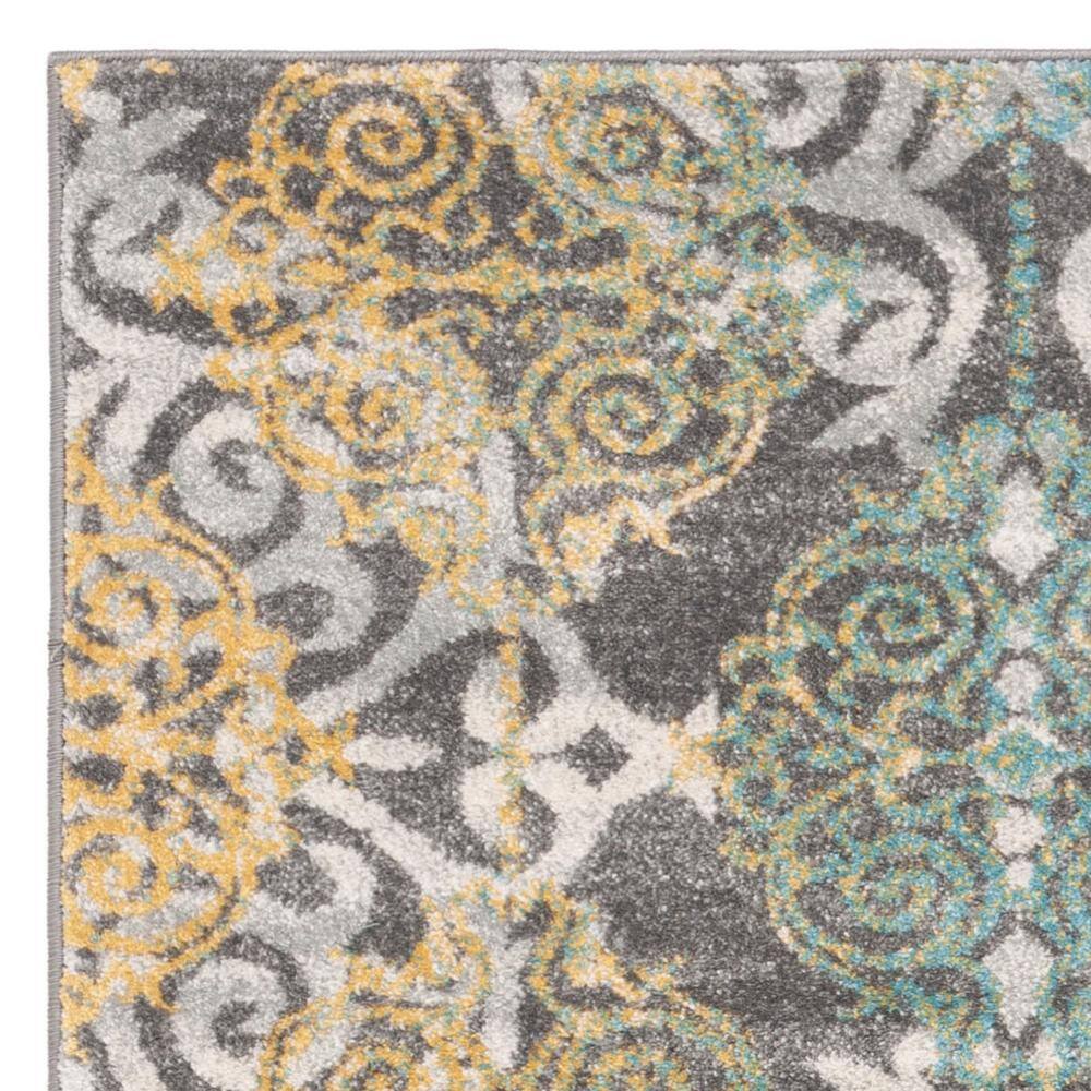 Grey and Ivory High Pile Synthetic Area Rug