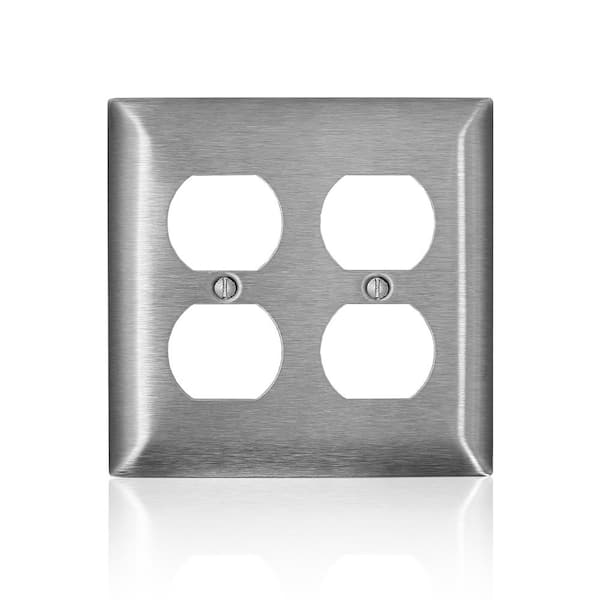 Leviton Stainless Steel 2-Gang Duplex Outlet Wall Plate (1-Pack)