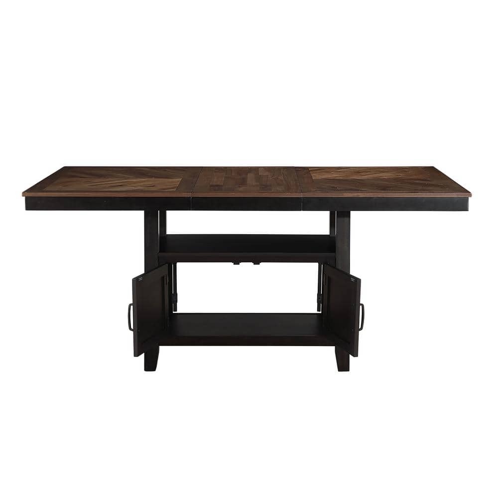 Bermuda Black and Brown Wood Counter Height Dining Set with Storage