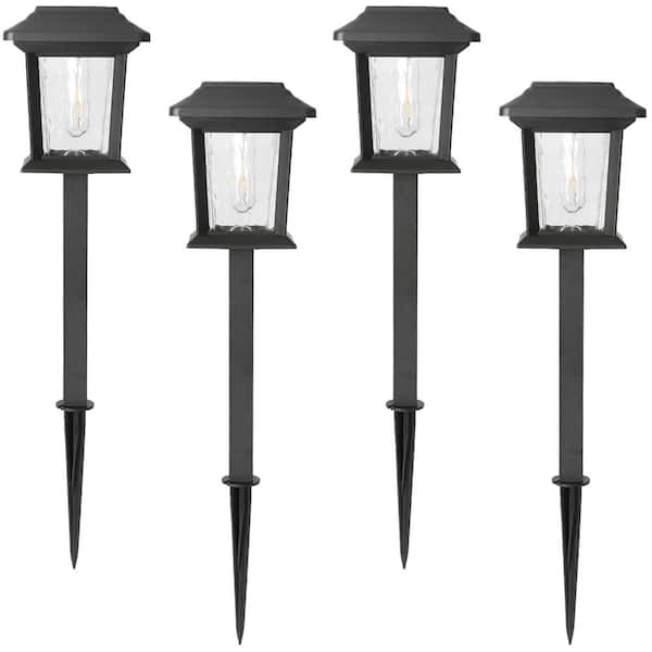 Hampton Bay Solar 15 Lumens Black Outdoor Integrated LED Path Light (4-Pack); Weather/Water/Rust Resistant