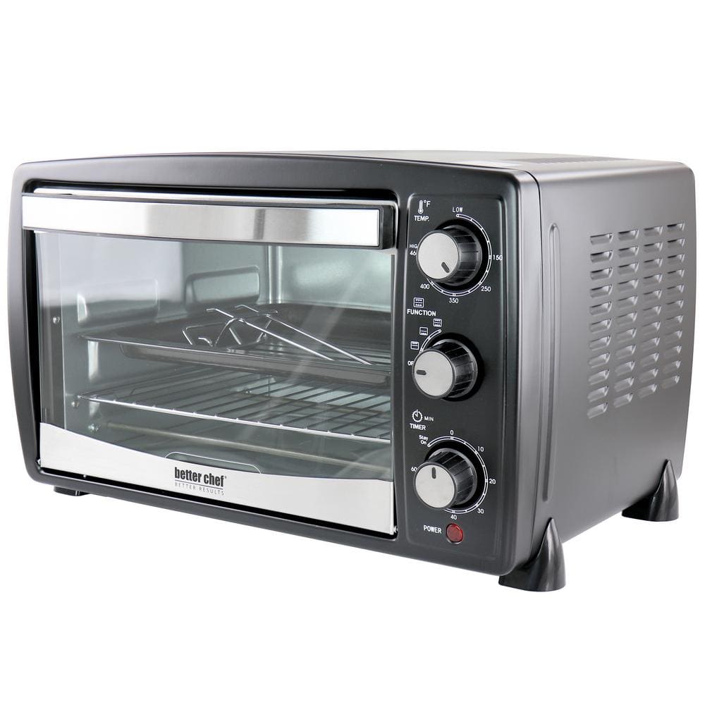 Better Chef Full Size Toaster Oven Broiler in Black and Silver