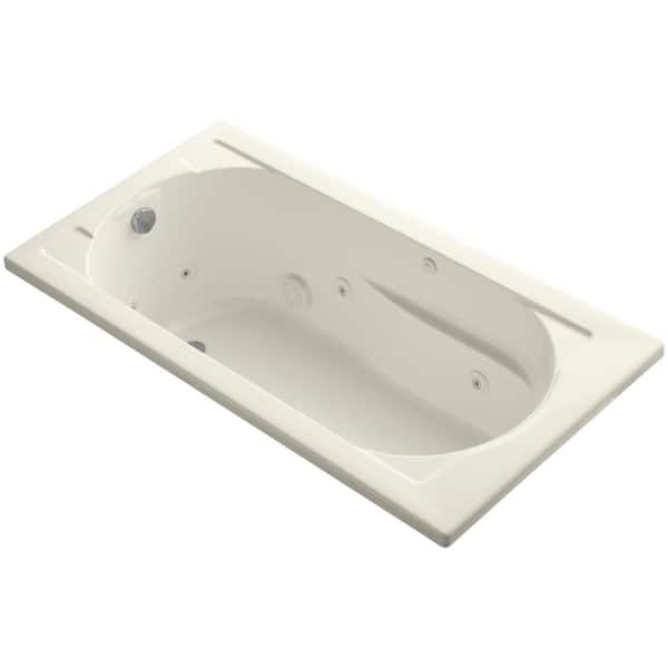 KOHLER Devonshire 5 ft. Acrylic Reversible Drain Rectangular Drop-In Whirlpool Bathtub in Biscuit