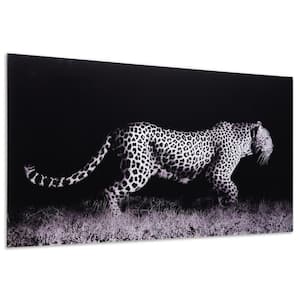 Leopard Glass Wall Art Printed on Frameless Free Floating Tempered Glass Panel
