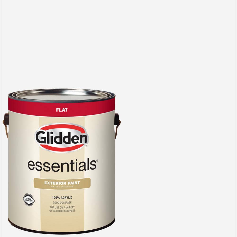 Glidden Essentials 1 gal. White/Base 1 Satin Exterior Paint GLE-9011N ...