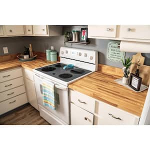 8 ft. L x 4 in. D Unfinished Birch Solid Wood Butcher Block Backsplash Countertop With Eased Edge