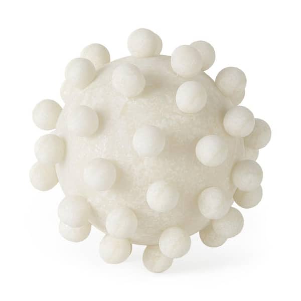 HomeRoots 6 in. White Ivory Knobby Nubs Resin Sphere